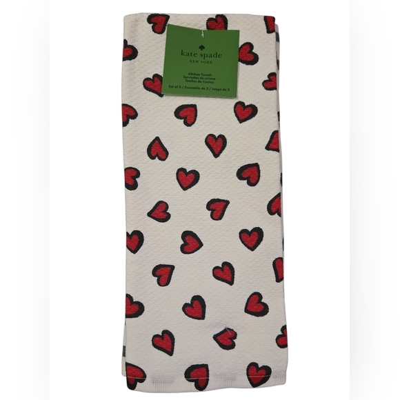 Kate Spade Heart Kitchen Towels - Pick One Set Of 3 - Picture 2 of 9
